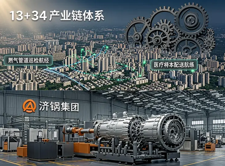 济南将空天暨低空经济纳入“13+34”产业链体系，传统钢企转型成亮点