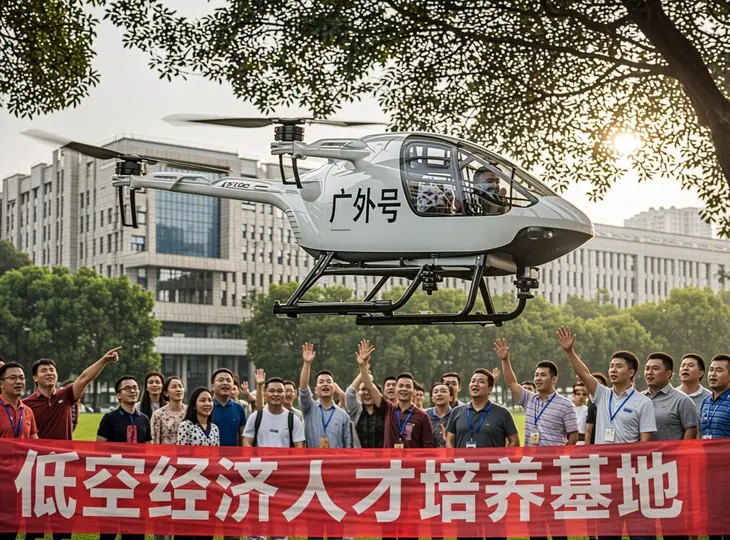 政校企联手培养低空经济“新人才”：广外·亿航基地揭牌，eVTOL“广外号”首飞