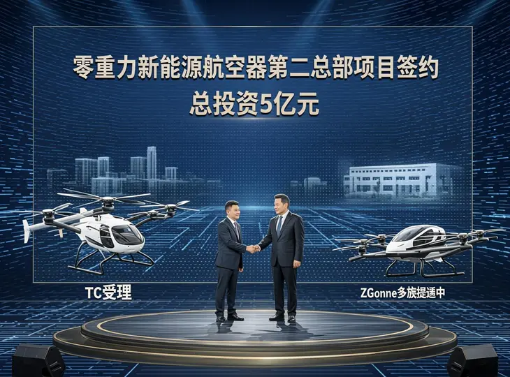 零重力5亿元第二总部落地江苏无锡惠山：ZG-T6倾转旋翼获TC受理，补强长三角低空经济版图 | 圆象低空消息