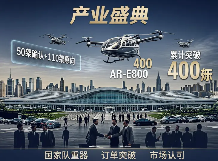 国家队“重器”获市场重仓！AR-E800重载eVTOL再签160架订单，累计订单突破400架