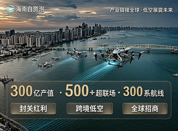 封关后低空经济首场全球招商大会明日海口启幕！300位政企代表齐聚，海南用自贸港“三张牌”解锁万亿赛道新玩法