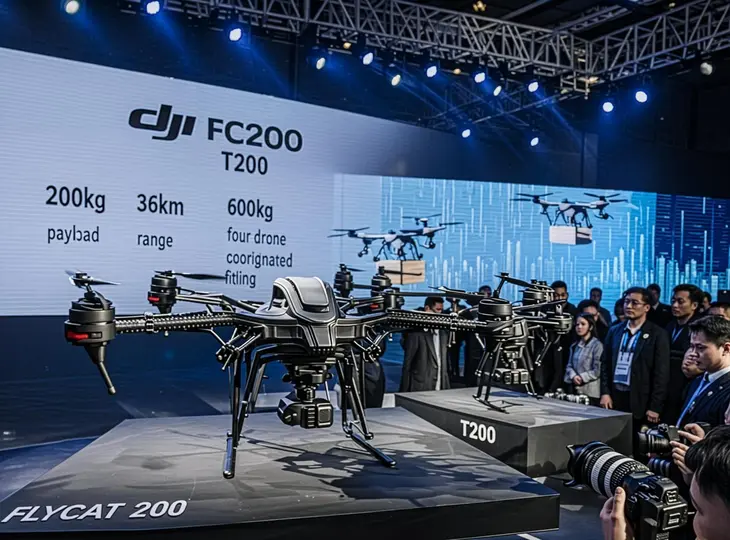 大疆“双王炸”空降佛山！FC200载重200kg硬刚高原，T200同步亮相，1.8亿趟飞行夯实低空物流底座
