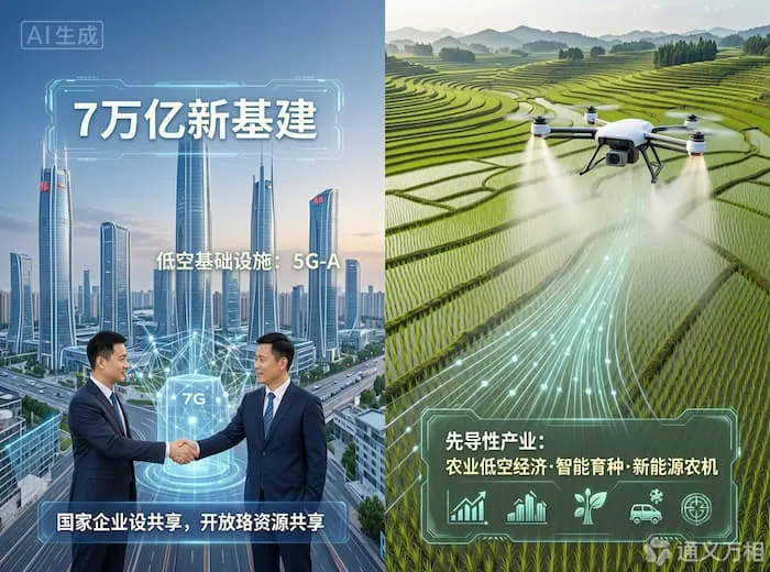 7万亿新基建“划重点”：低空纳入大盘，农业低空经济走向“先导性”