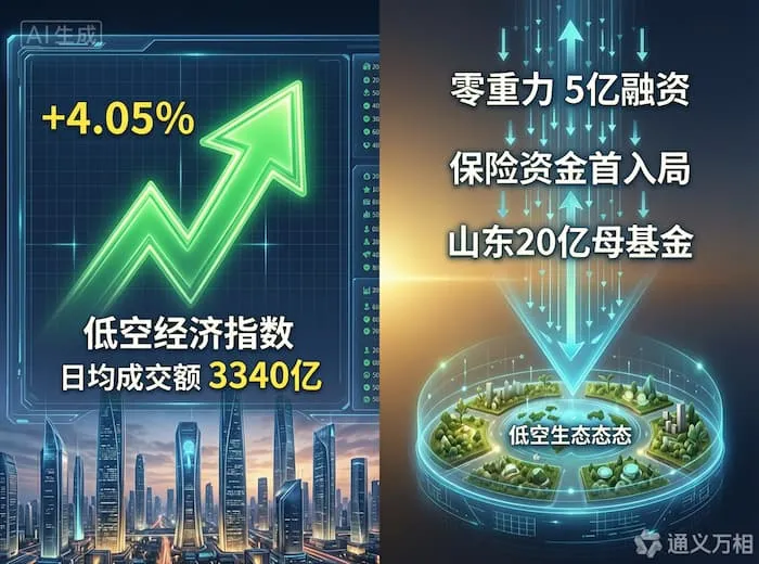 低空经济指数本周逆势上涨4.05%,日均成交额3340亿——资本正在用真金白银为“政策+订单”双重确定性定价