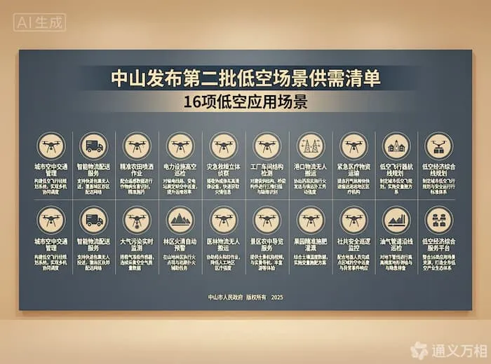 8项供给+8项需求、横跨6大领域——中山用一份“双向清单”为低空产业供需对接画出精准“导航图”