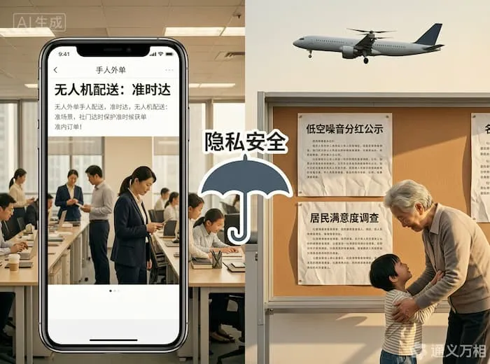 消费报告显示“效率优先”、上海社区试点“噪音分红”破解邻避效应、网信办划定隐私红线:低空跨越“社会融合”门槛