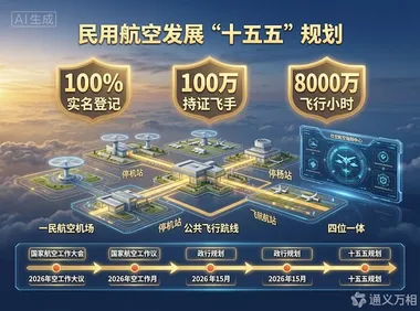 三部委“十五五”规划划定低空经济“硬指标”：100%实名登记、100万持证飞手、8000万飞行小时——万亿赛道正在从“政策叙事”进入“量化考核”