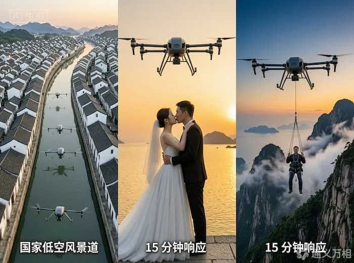 国家公布首批低空风景道、救援响应缩至 15 分钟、空中婚礼中心成立：低空重塑“周末幸福指数”