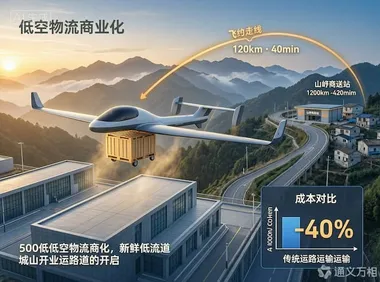 中国首条商业化运营低空无人机物流航线开通：120公里、500公斤，低空物流从“试飞”进入“跑单”