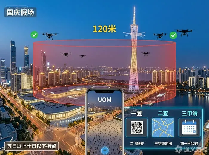 广州警方发布国庆无人机“红线”提示:“一登、二查、三申请”合规口诀背后,临时管控正在走向常态化
