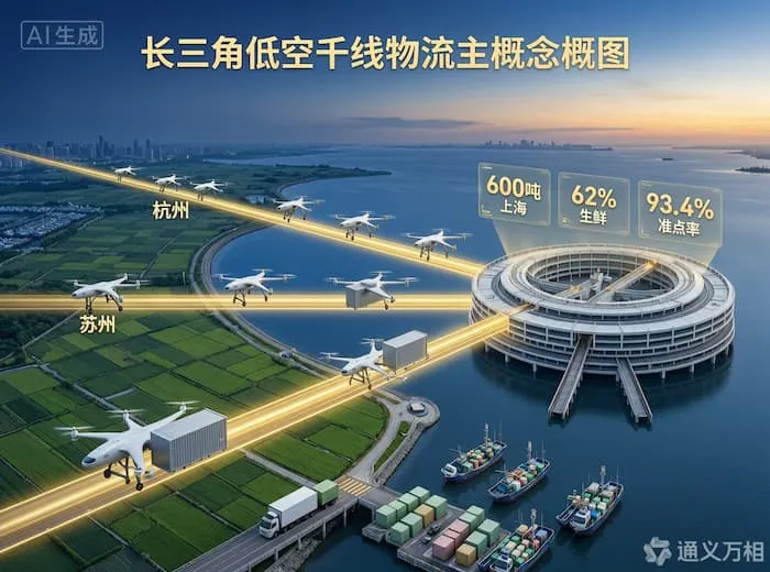 日均20吨“飞”进上海的菜篮子:长三角无人机干线物流首次跑出规模账本